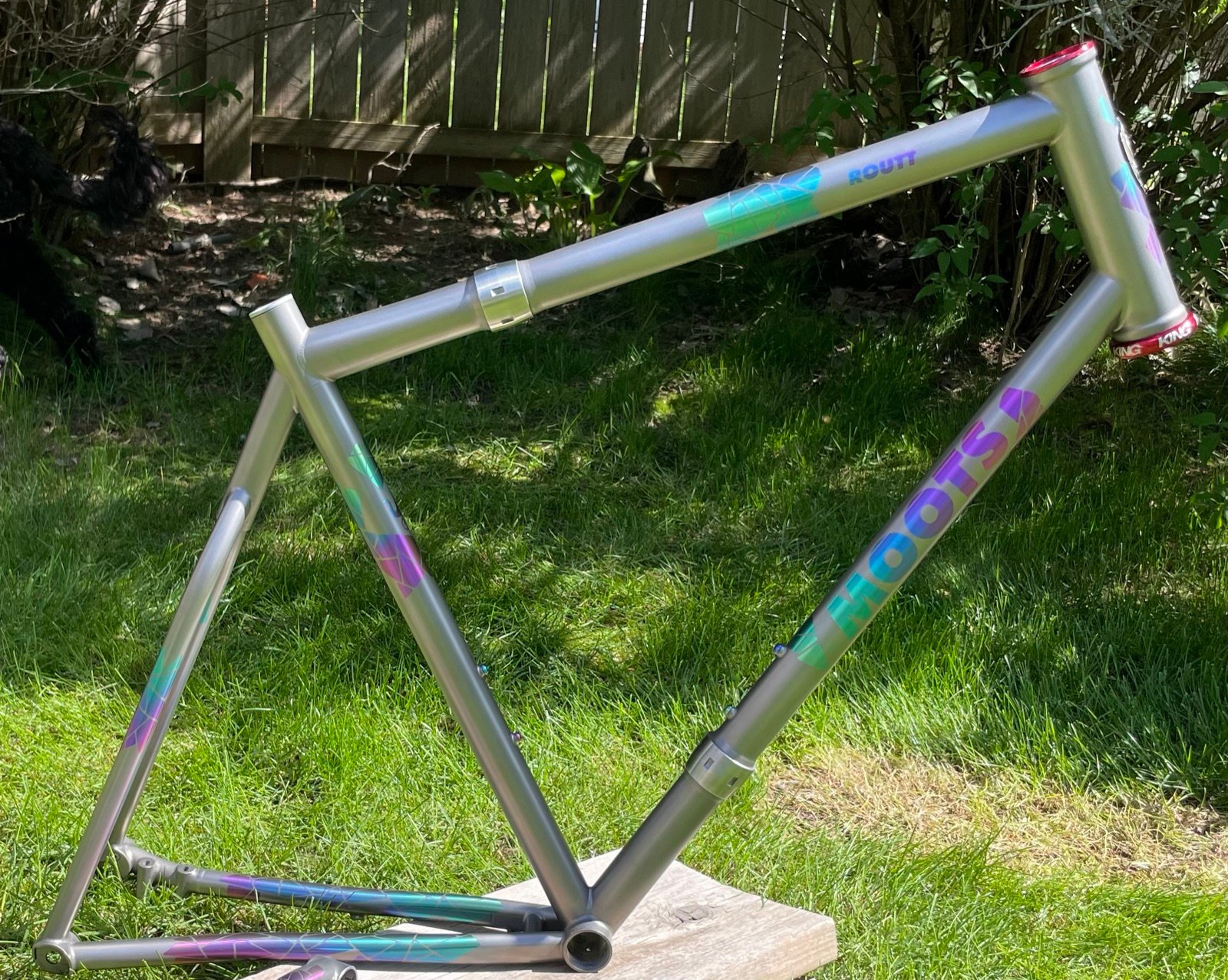 Moots Routt frame with iridescent accent anodizing